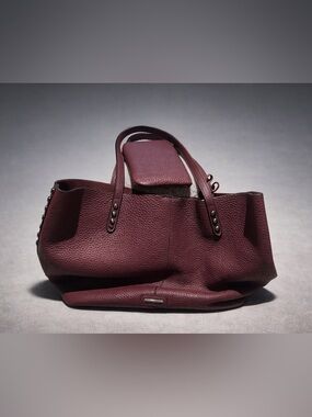 Rebecca Minkoff Pebbled Leather Tote in Burgundy